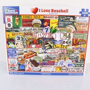 NEW Sealed White Mountain 1,000 Piece Puzzle "I Love Baseball" * 24 x 30 * 2022